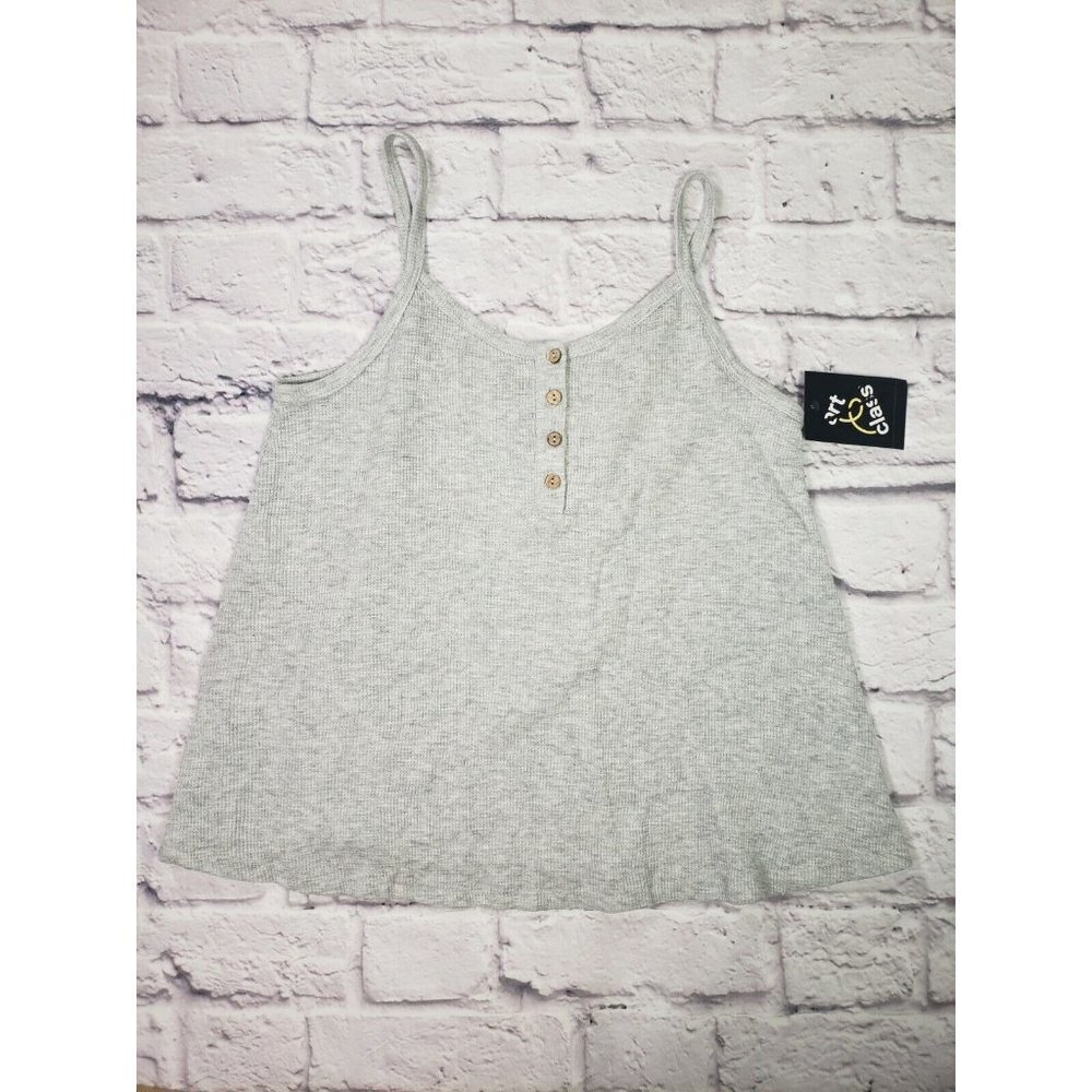 NEW Art Class Girls Size Large 10/12 Grey Waffle Knit Tank Top